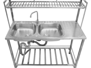 DOUBLE BOWL SINK WITH STAND AND 1 DRAINER BOARD MOD.PSV120